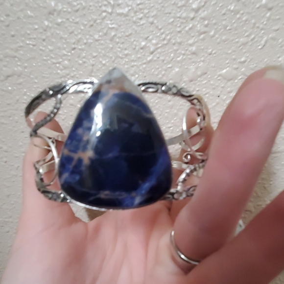 New Sodalite 925 Silver Cuff Bracelet. - Picture 7 of 8